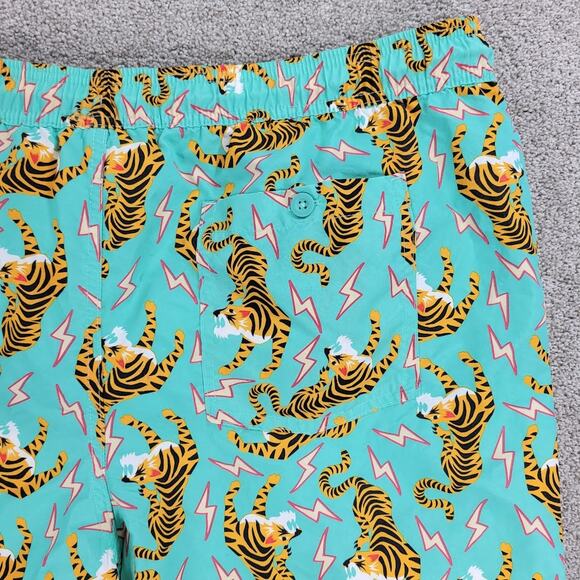 No Boundaries Swimming Trunks Shorts Mens XL Green Tiger King Vibe Lighting - Picture 8 of 11